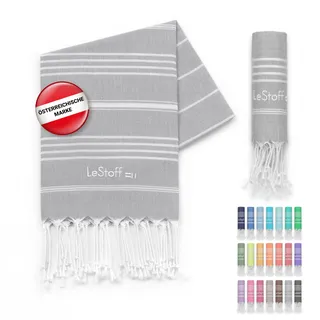 LeStoff Hamamtuch Gästehandtuch, 100% Bio-Baumwolle, 50x100 cm, Grau | Handtuch für Bad, Gesicht, Sport, Reise, Camping – vorgewaschen, nachhaltig, leicht, kompakt, saugstark und schnelltrocknend