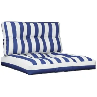 vidaXL Palettenkissen 2-tlg. 80 x 60 cm Blau & Weiß Gestreift