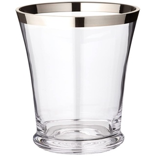 EDZARD Flaschenkühler Reuben (Ø 19,5 cm) aus Kristallglas mit Platinrand - Champagner Kühler, Sektkühler - Getränkekühler für 1 Flasche - Schale für Wein, Sekt & Eiswürfel - Weinkühler