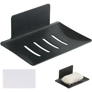 Seifenhalter ohne Bohren Silber, Edelstahl Seifenschale Selbstklebend Wandmontage, Seifenablage Dusche für Bad und Küche