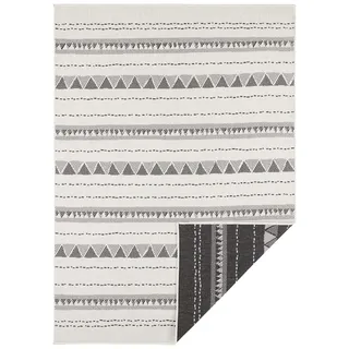 NORTHRUGS In- und Outdoor Teppich Bahamas 80x350cm - Wendeteppich Wetterfest Boho Design Ethno Muster Läufer für Balkon Terrasse Garten Wintergarten Wohnzimmerteppich Wasserfest in Schwarz Creme