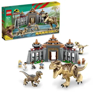 Lego Jurassic Park Visitor Center T. rex & Raptor Attack 76961 Dinosaurier-Spielzeug zum Zusammenbauen, Geschenk für Teenager und Kinder ab 12 Jahren, inklusive Einer Dino-Skelettfigur, 6 Minifiguren
