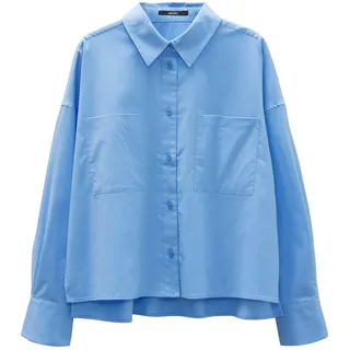 someday Damen Langarmbluse | Cropped Bluse ZOPPA Detail Loose aus nachhaltiger Baumwolle Azure Blue, 38 - 38