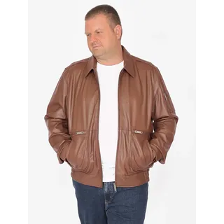 Lederjacke JCC "3102229", Herren, Gr. 68, braun (cognac), Oberstoff: 100% Leder. Innenfutter oben: 100% Polyester. Innenfutter unten: 100% Baumwolle. Ärmelfutter: 100% Polyester, Jacken