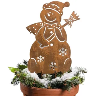Home-trends24.de Gartenstecker Schneemann Rost Stecker Garten Deko Winter