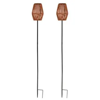 LUMIDA Garden 2 Solar-Gartenfackeln Flamm-Effekt Rattan-Optik Ø 12,5cm, Höhe 108cm