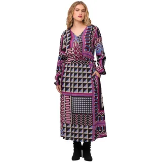 Ulla Popken Kleid Midi Tücherdruck Lila/Pink 50-52