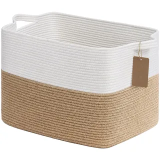 TIMEYARD 50L Aufbewahrungskorb Baumwollseil Geflochten 46x36x30cm Jute Weiß