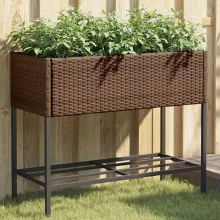 Hochbeete Mit Ablage 2 Stk. Braun 90x40x75 Cm Poly Rattan