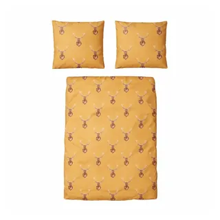 Traumschloss Bettwäsche Classic Microfaser, Flanell, 2 teilig, Hirsch, Muster, gold goldfarben