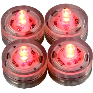 LED-Highlights Deko Kerzen Teelichter 4 er Set rot leuchtend wasserdicht kabellos Batterie Stimmungslicht Tischlampe Innen Aussen