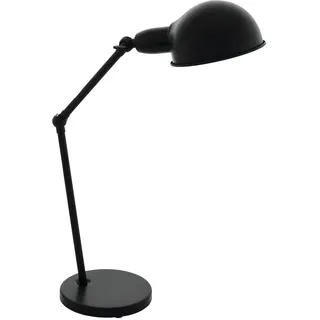 EGLO Tischlampe Exmoor, 1 flammige Tischleuchte Vintage, Industrial, Retro, Schreibtischlampe aus Stahl, Nachttischlampe, Bürolampe in Schwarz, Lampe mit Schalter, E27 Fassung