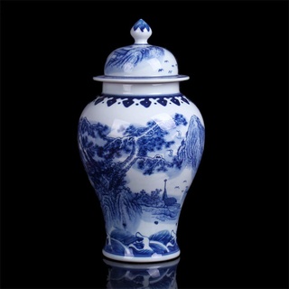 Antik Blau Und Weiß Blumenvase Porzellan Vase Tempel Jar Vase Hand Gemacht China Ming-Stil Kunstdrucke Für Zuhause Dekoration-h35cmxw19cm