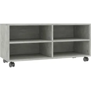 vidaXL TV Schrank mit Rollen Lowboard Fernsehtisch TV Möbel Board Tisch Fernsehschrank Sideboard HiFi-Schrank Betongrau 90x35x35cm Holzwerkstoff