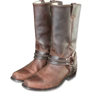 Herren Damen Western Cowboy Biker Leder Stiefel Boots »WB-01« Braun - Braun - 40