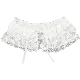 Fazvncv Damen gestufte gerüschte Spitze Hemdverlängerung Krawatte Taille Bowknot Lace Up Kleine Schürze Rock Unterrock Hüftabdeckung Röcke