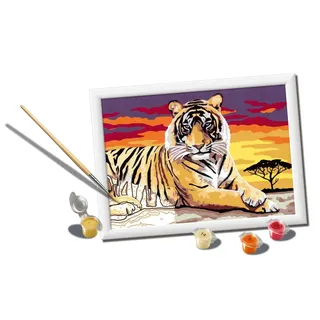 Ravensburger CreArt: Tiger — Malen mit Zahlen für Kinder ab 11 Jahren, Malset mit Brettern, Rahmen, Pinsel und Farben im Lieferumfang enthalten, 25 x 18,30 cm, Geschenkideen