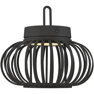 LED Tischleuchte Akku Pendelleuchte Touchdimmer Gitter Bambus Garten Außen Innen Dekoleuchte, USB, 1,5W 130Lm warmweiß, DxH 25x22 cm