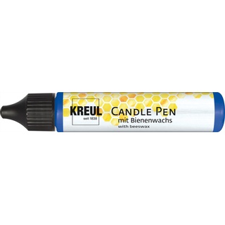 KREUL 49707 - Candle Pen, blau, 29 ml, Kerzenstift mit feiner Malspitze, Farbe mit Bienenwachs zum Verzieren & Bemalen von Kerzen