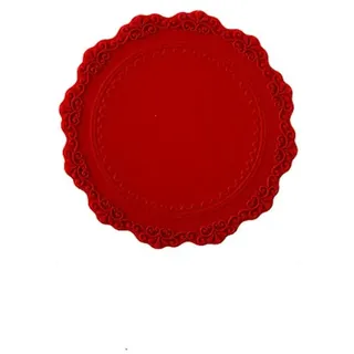 Wambere 5 Stück Runde Tischsets mit Einem Durchmesser von 10 cm,Spitzen-Silikon-Tischset,Abwaschbare Platzsets Teller Untersetzer,Wasserfeste Tischsets Rutschfestes placemat,für Esstisch, Küche,Rot