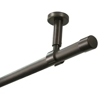 iso-design Gardinenstange Set zur Montage an der Decke mit 20 mm Durchmesser 1-läufig, Ø 20 mm, 1-läufig, Deckenmontage, Aluminium, Variabler Deckenabstand schwarz Ø 20 mm x 180 cm
