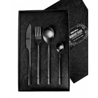 Horror-Shop Besteck-Set Matt Schwarzes Halloween & Gothic Besteck Set 4-tl, 430 Edelstahl silberfarben