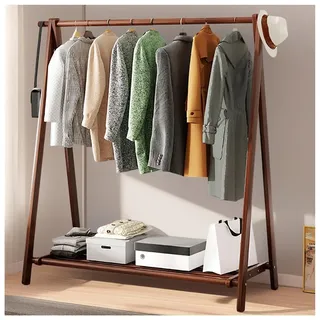 BEARQUN kleiderständer aus Holz - kleiderständer aus Massivholz mit Hutablage - Garderobenständer mit Haken - kleiderständer klappbar - bis 80 kg - für Flur, Wohnzimmer - 60/80/100/120CM
