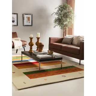 benuta Wollteppich Jamal, rechteckig, Höhe: 6 mm, Wolle, Teppich Wohnzimmer, Schlafzimmer, Esszimmer, Flur, Hygge beige|bunt 250 cm x 350 cm x 6 mm