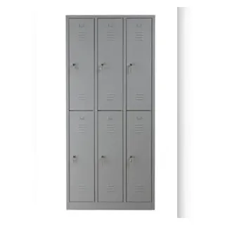PROREGAL Garderobenspind Camel | 6-Fächer| HxBxT 195x90x50 cm | Zylinderschloss | Grau