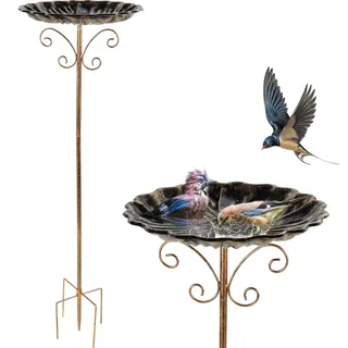 Vogeltränke Stehend Groß Vogelbad Retro mit 5-Krallen-Basis Wassertränke für Vögel Rostschutz Kippschutz für Terrassen Rasenflächen Gartenoberflächen (Retro-Stil)