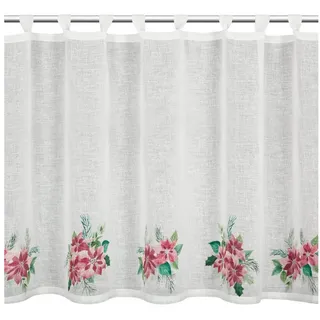 Eurofirany Scheibengardine Kurzgardine mit Weihnachtsmotiv, Schlaufen rot 150 cm x 60 cm