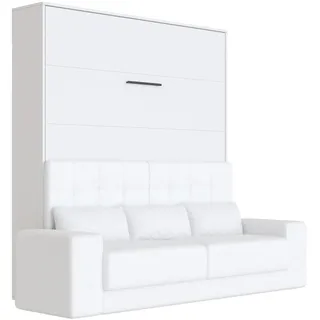 SMARTBett Schrankbett M1 180x200 Weiss Vertikal inkl.Weiss Sofa