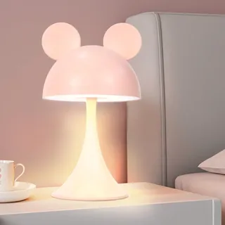 MARZIUS Wiederaufladbare Mausform LED Dimmbare Touch Schreibtischlampe Lesen Nachtlicht Niedliche Nachttischlampe (Rosa)