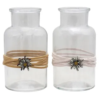 ZauberDeko Vase Oktoberfest Edelweiß Bayrische Deko Party Tischdeko Creme Weiß 2 Stück