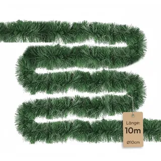 Meisterhome® Premium Qualität Künstliche Weihnachtsgirlande Tannengirlande Grün 5/10m Lange, Tannengirlande Tannenzweiggirlande Weihnachtsdeko Weihnachten - Außen & Innen (10m)