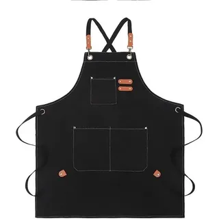 Segeltuchschürze, Arbeitsschürzen Für Damen Und Herren, Kochschürze Mit Verstellbaren Trägern Und 3 Taschen, Servierschürze, Küche, Kochen, Ofen,
