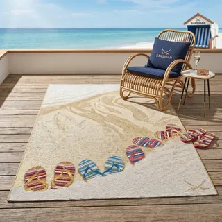 Sansibar Sylt Outdoorteppich, Beige, Textil, Wasser/Strand/Meer, Rechteckig, 100x200 cm, Oeko-Tex®, für Fußbodenheizung geeignet, Teppiche & Böden, Teppiche, Outdoorteppiche