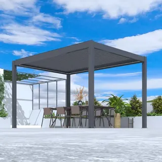 Pavillon Pergola terrassenüberdachung 4x3m Lamellendach Elektrisch Pratt & Söhne