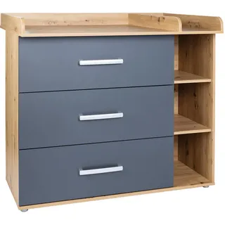Arthur Berndt Wickelkommode Alessio mit Wickelaufsatz, 3 Schubladen, Made in Germany, Anthrazit/Artisan Oak, 115 H: 100