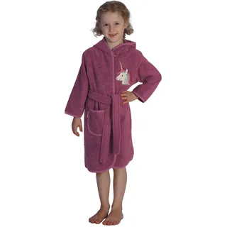 Wörner Kinderbademantel WÖRNER "Einhorn" Gr. 86, pink (light mauve), 86/92, Baumwolle, Hausmäntel, mit Stickerei, mit Tasche, maschinenwaschbar