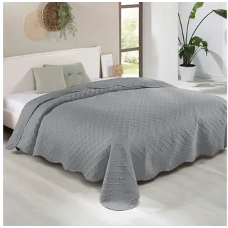 Delindo Lifestyle Tagesdecke Rocco, 3D Steppmuster Struktur, elegant, Bettüberwurf in 220x240 cm grau