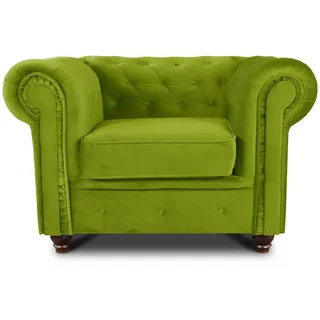 Sofnet Ohrensessel Asti 1, Chesterfield Sessel, Sofagarnitur, Glamour Couch grün