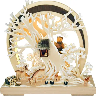 RATAGS LED Schwibbogen Romantikleuchte, LED, rund, Waldtiere, Raureif, Höhe 29 cm, Handarbeit aus dem Erzgebirge