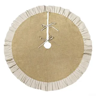 Jute-Weihnachtsbaum-Rock, festliche Feiertagsdekoration, Matte für Weihnachtsbaum, rustikaler Leinenstoff für Weihnachten, Innenparty, Ornament (89,9 cm)