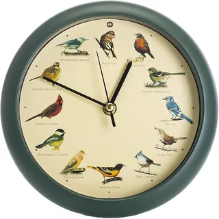 Stück Wanduhr, Braune Vogelgesang-wanduhr, 12 Verschiedene Vogelstimmen, Geräuschlos, Schaltet Sich Nachts Automatisch Stumm, Geeignet Für Arbeitszimmer Und Wohnzimmer