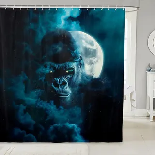 Homewish Gorilla Stoff Duschvorhang Gotische Schimpansee Badezimmer Duschvorhang,Gothic Woodland Tiere Bad Vorhang 180Bx210L,Exotische Wildlife Boho Dekor