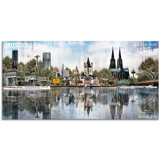 Glasbild ARTLAND "Köln Skyline Abstrakte Collage 20" Bilder Gr. B/H: 60 cm x 30 cm, Glasbild Deutschland Querformat, 1 St., blau Glasbilder in verschiedenen Größen