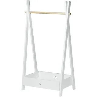 [en.casa] Garderobenständer Laxe 126 x 73 x 43 cm Weiß/Natur