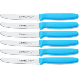 6er Set Giesser Messer 11 cm Welle hellblau Tomaten Tafel Tisch Universalmesser