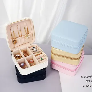 Mini-schmuckbox, Tragbare Reise-schmuckaufbewahrungsbox Für Mädchen Und Damen - Ringe, Halsketten, Ohrringe (weiß)